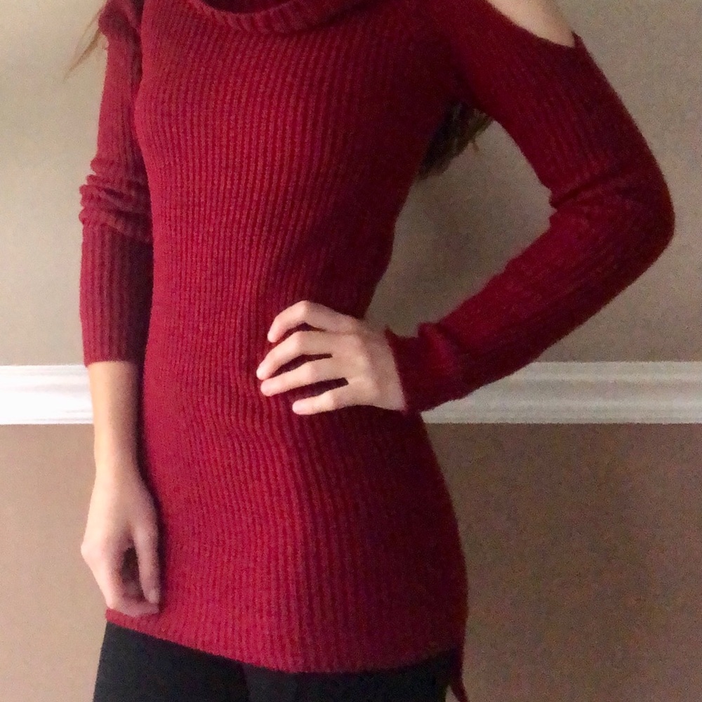 Red Long Sleeve Turtle Neck